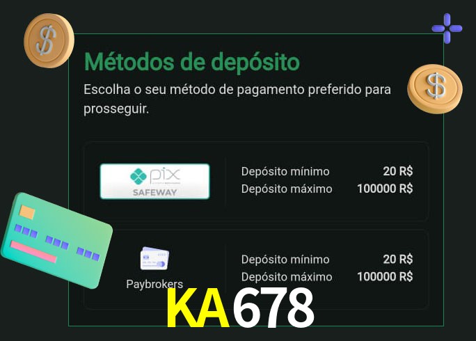 O cassino KA678 oferece uma grande variedade de métodos de pagamento